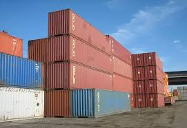 Shipping containers in yard
